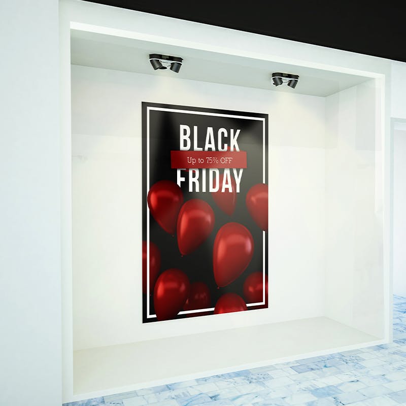 Black Friday sale poster on a wall