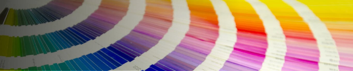 pantone swatches fanned out color matching rainbow