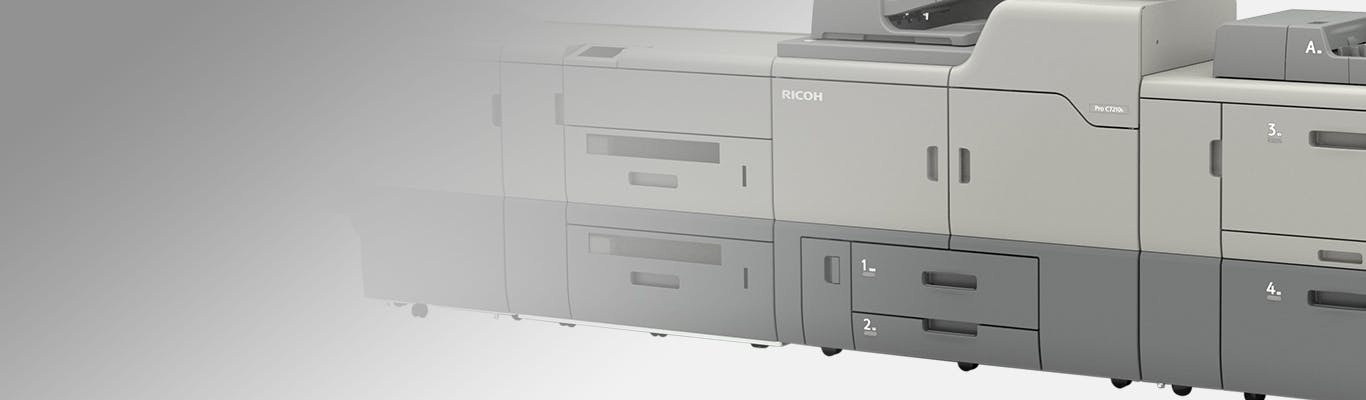 ricoh pro 7210s printer onlight gray background