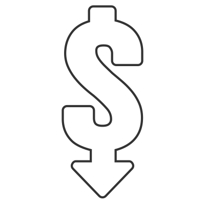 illustration of a dollar sign icon with down arrow