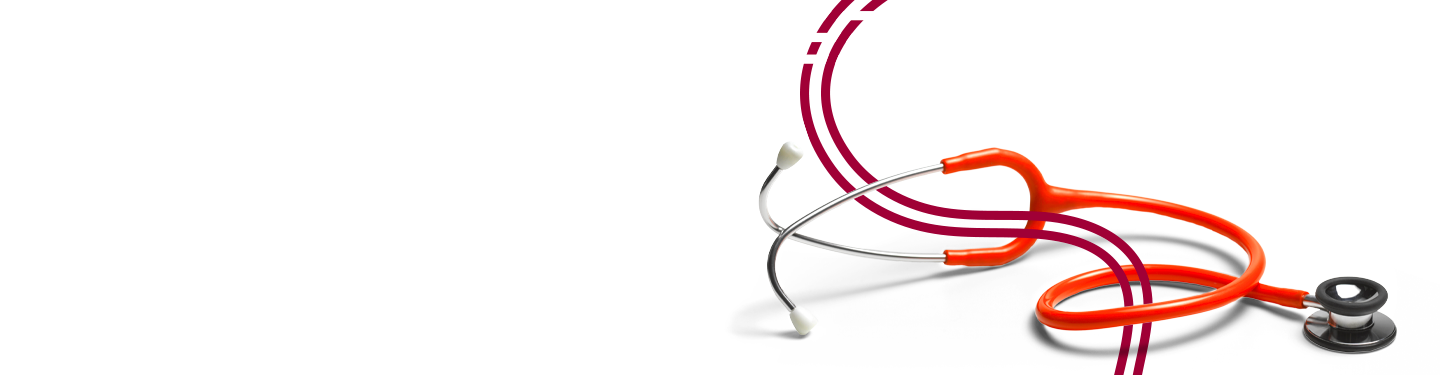 red stethoscope and vector lines intertwining