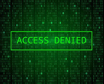binary code in the background of a message in a green box that reads: ACCESS DENIED