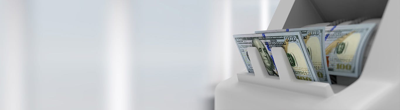 Electronic money counter with dollar bills
