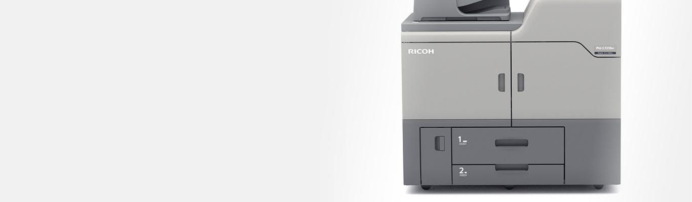 close up of ricoh pro 7210sx paper capacity module on white background