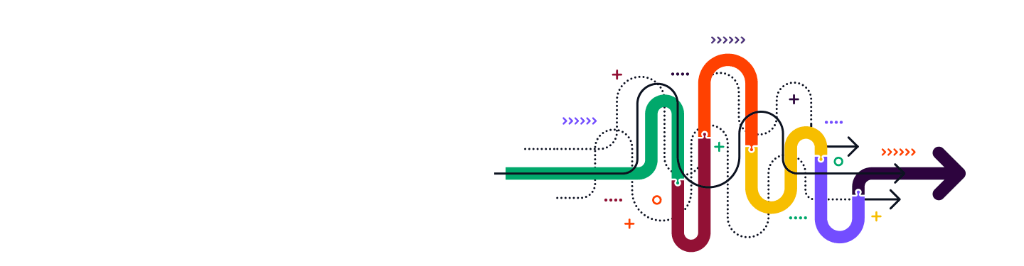Arrows twisting and turning pointing right