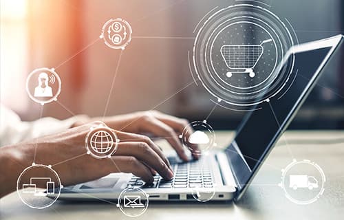 Person working on a laptop, concept of digital assets