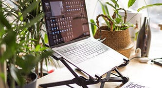 remote workstation with laptop on a stand