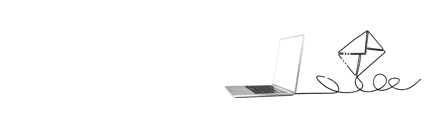 Image of a laptop with its wire forming an envelope, talking about Insourcing vs. Outsourcing mail operations in this Article.