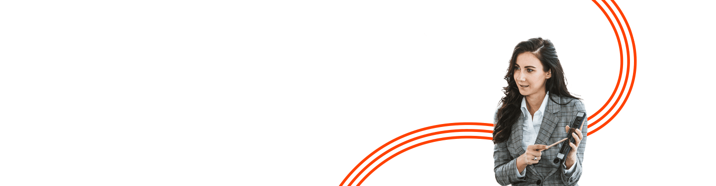 Business woman showing someone her tablet and pointing at it with a stylus