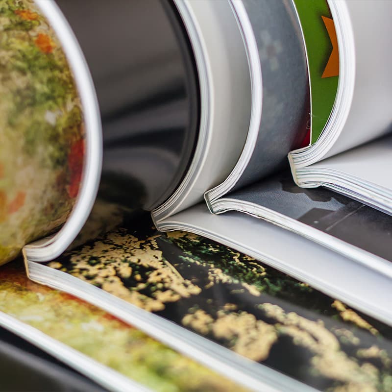 closeup of multiple catalog nested with open pages