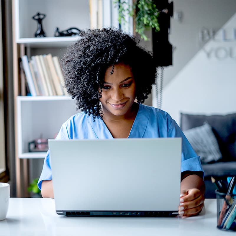 Nurse in consultation by video call