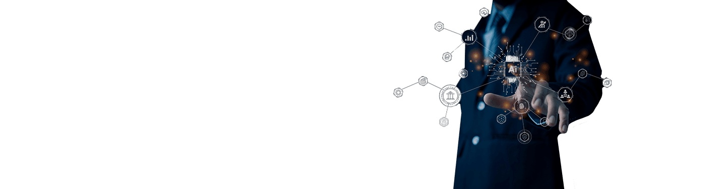 Digital interface displaying AI-powered business analytics, performance metrics, and connected data systems, representing the measurement of artificial intelligence return on investment and business outcomes.