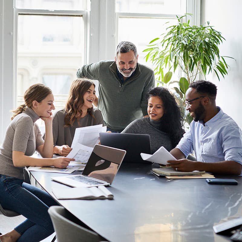 People collaborating in a creative workspace