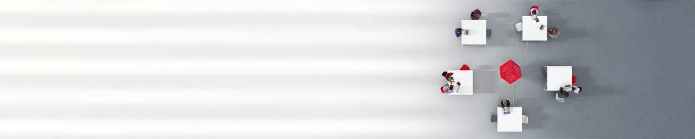 Concept of groups of employees sitting in different areas connecting digitally