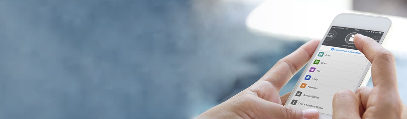 Close up of hands holding phone with app