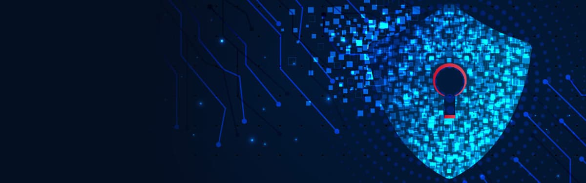 Internet system attack concept.The shield symbol was destroyed. notification about threat of Internet attack, cybercrime concept.