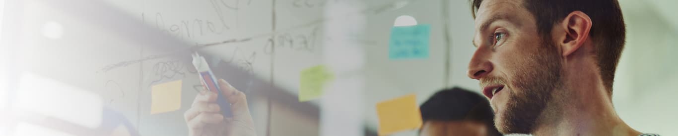 Man in brainstorming session
