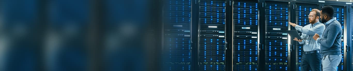 t3 art Cloud based backup DR, two men in server room