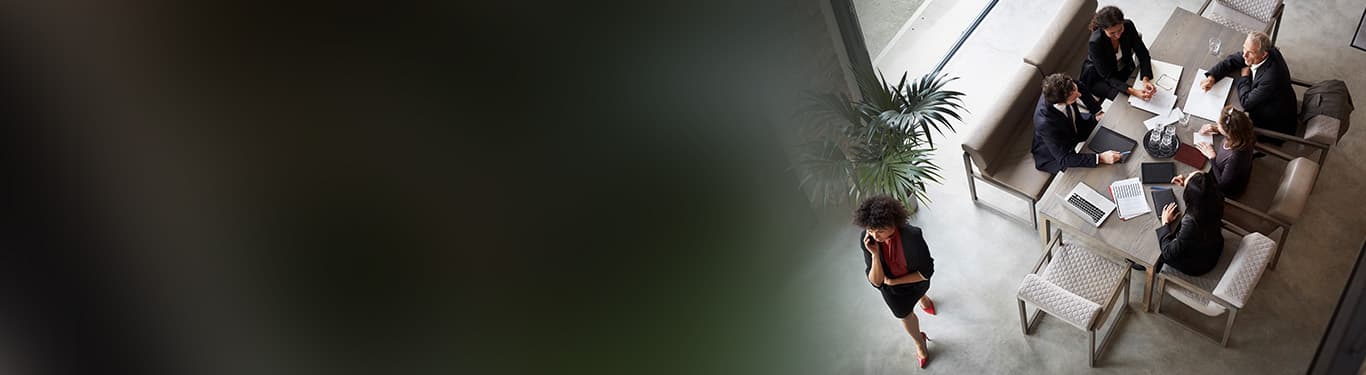 Team of advisors planning with business colleagues during meeting at a firm