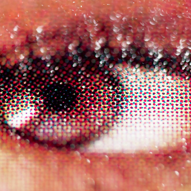Close up of eye showing dot printing quality
