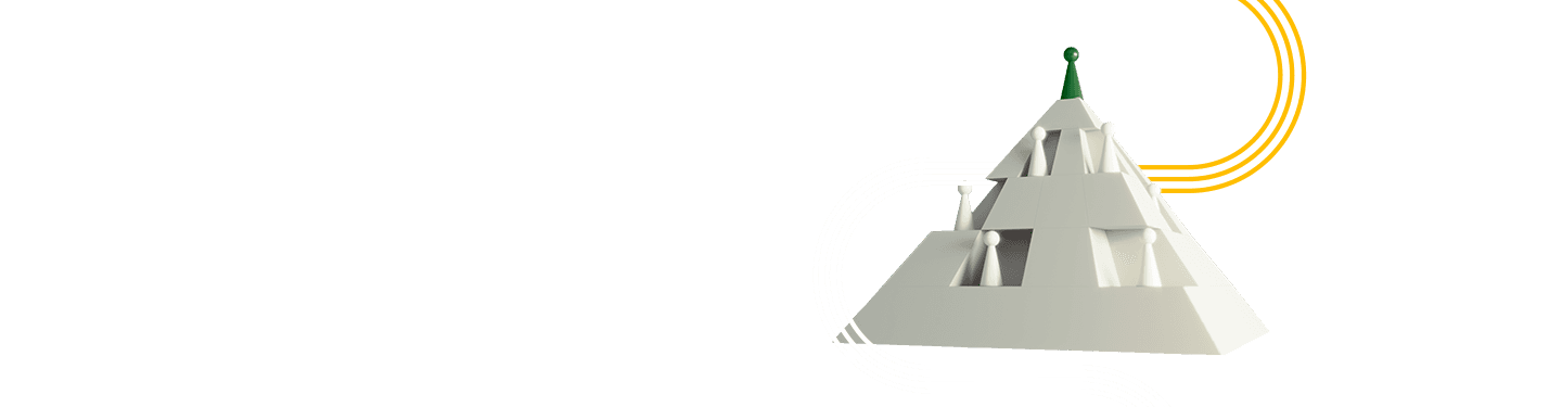 White pyramid-like structure with a green head used on an Article talking about Quocirca naming Ricoh a Leader in its Sustainability Leaders, 2025.