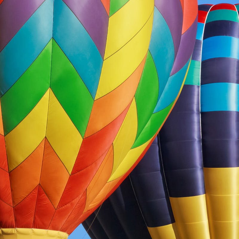 Closeup of hot air balloons