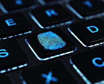 Fingerprint on a key of a keyboard