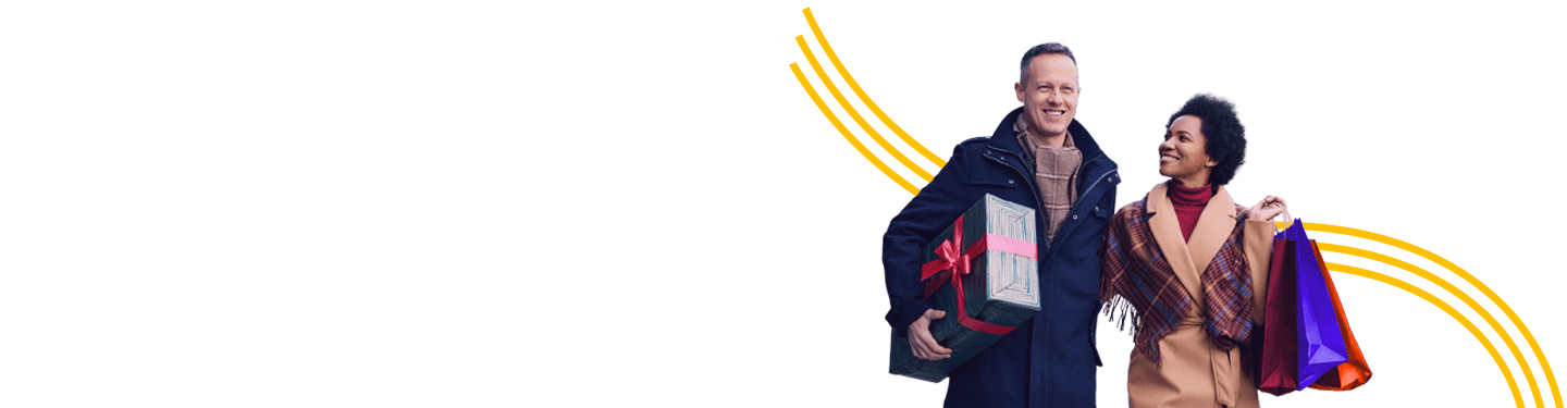 Happy couple enjoying in holiday shopping