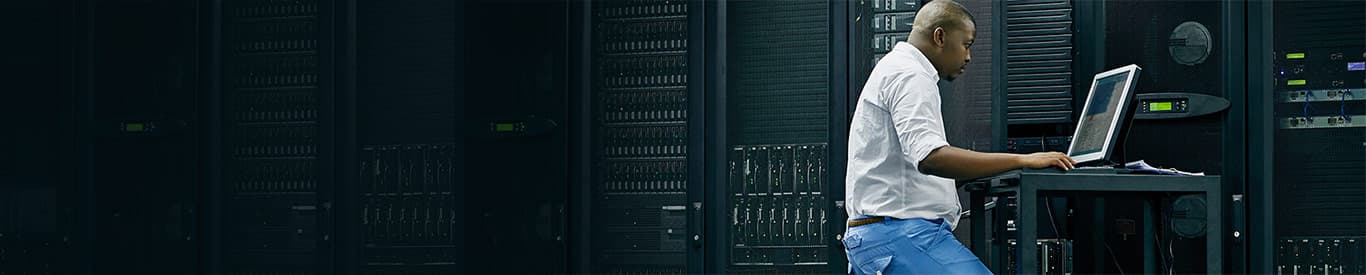 man working in data center