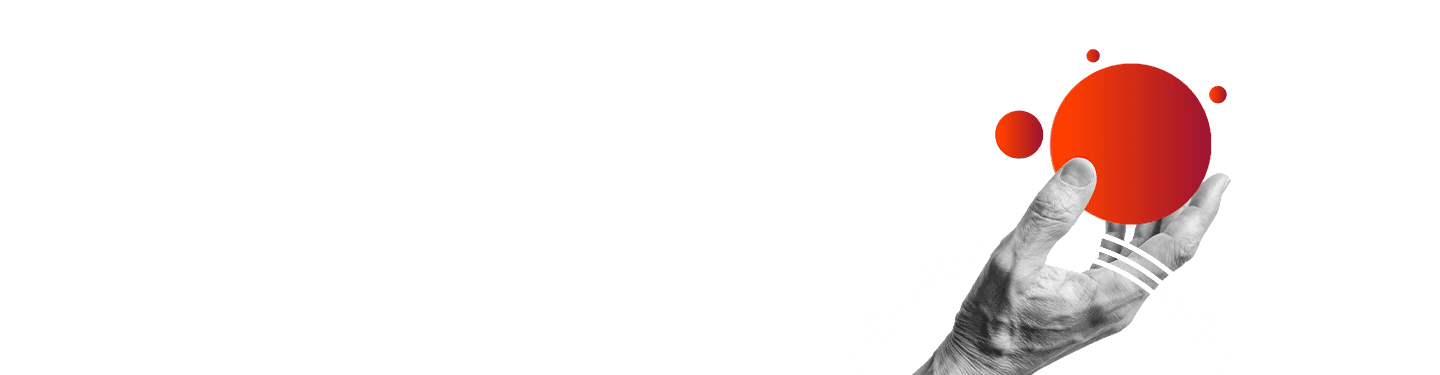 A hand holding a red circular object with a few smaller red circular objects floating around - symbolizing best practices for securing an enterprise printer fleet.