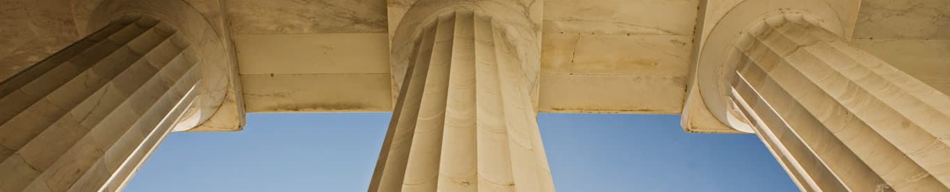 view of doric columns from below